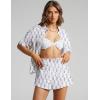 imageFlygo Womens Floral Pajamas Set Casual 2 Piece Outfits Button Down Shirt Shorts Linen Pj Lounge Sets Beach Vacation WearLight Purple