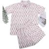 imageFlygo Womens Floral Pajamas Set Casual 2 Piece Outfits Button Down Shirt Shorts Linen Pj Lounge Sets Beach Vacation WearPink