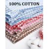 imageFlygo Womens Gingham Pants Y2K Cotton Wide Leg Ruffle Hem Lounge Pants Plaid Elastic Wasited Trouser with PocketsCoffee