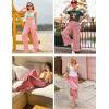 imageFlygo Womens Gingham Pants Y2K Cotton Wide Leg Ruffle Hem Lounge Pants Plaid Elastic Wasited Trouser with PocketsOrangered