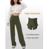imageFlygo Womens High Waisted Multiple Pockets Straight Leg Flexipants Stretchy Work Trousers Button Down Casual PantsArmygreen