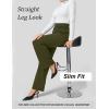 imageFlygo Womens High Waisted Multiple Pockets Straight Leg Flexipants Stretchy Work Trousers Button Down Casual PantsArmygreen