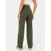 imageFlygo Womens High Waisted Multiple Pockets Straight Leg Flexipants Stretchy Work Trousers Button Down Casual PantsArmygreen