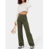 imageFlygo Womens High Waisted Multiple Pockets Straight Leg Flexipants Stretchy Work Trousers Button Down Casual PantsArmygreen