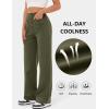 imageFlygo Womens High Waisted Multiple Pockets Straight Leg Flexipants Stretchy Work Trousers Button Down Casual PantsArmygreen