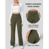 imageFlygo Womens High Waisted Multiple Pockets Straight Leg Flexipants Stretchy Work Trousers Button Down Casual PantsArmygreen
