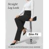 imageFlygo Womens High Waisted Multiple Pockets Straight Leg Flexipants Stretchy Work Trousers Button Down Casual PantsBlack