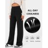 imageFlygo Womens High Waisted Multiple Pockets Straight Leg Flexipants Stretchy Work Trousers Button Down Casual PantsBlack