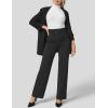 imageFlygo Womens High Waisted Multiple Pockets Straight Leg Flexipants Stretchy Work Trousers Button Down Casual PantsBlack