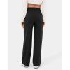 imageFlygo Womens High Waisted Multiple Pockets Straight Leg Flexipants Stretchy Work Trousers Button Down Casual PantsBlack