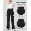 imageFlygo Womens High Waisted Multiple Pockets Straight Leg Flexipants Stretchy Work Trousers Button Down Casual PantsBlack