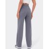 imageFlygo Womens High Waisted Multiple Pockets Straight Leg Flexipants Stretchy Work Trousers Button Down Casual PantsGrey