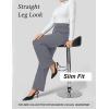 imageFlygo Womens High Waisted Multiple Pockets Straight Leg Flexipants Stretchy Work Trousers Button Down Casual PantsGrey