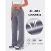 imageFlygo Womens High Waisted Multiple Pockets Straight Leg Flexipants Stretchy Work Trousers Button Down Casual PantsGrey