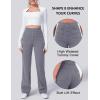 imageFlygo Womens High Waisted Multiple Pockets Straight Leg Flexipants Stretchy Work Trousers Button Down Casual PantsGrey