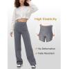 imageFlygo Womens High Waisted Multiple Pockets Straight Leg Flexipants Stretchy Work Trousers Button Down Casual PantsGrey