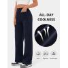 imageFlygo Womens High Waisted Multiple Pockets Straight Leg Flexipants Stretchy Work Trousers Button Down Casual PantsNavy