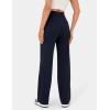 imageFlygo Womens High Waisted Multiple Pockets Straight Leg Flexipants Stretchy Work Trousers Button Down Casual PantsNavy