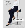 imageFlygo Womens High Waisted Multiple Pockets Straight Leg Flexipants Stretchy Work Trousers Button Down Casual PantsNavy