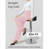 imageFlygo Womens High Waisted Multiple Pockets Straight Leg Flexipants Stretchy Work Trousers Button Down Casual PantsPink