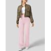 imageFlygo Womens High Waisted Multiple Pockets Straight Leg Flexipants Stretchy Work Trousers Button Down Casual PantsPink