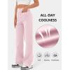imageFlygo Womens High Waisted Multiple Pockets Straight Leg Flexipants Stretchy Work Trousers Button Down Casual PantsPink