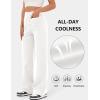 imageFlygo Womens High Waisted Multiple Pockets Straight Leg Flexipants Stretchy Work Trousers Button Down Casual PantsWhite