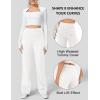 imageFlygo Womens High Waisted Multiple Pockets Straight Leg Flexipants Stretchy Work Trousers Button Down Casual PantsWhite