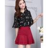 imageFlygo Womens High Waisted Tiered Layered ALine Flared Pleated Mini SkirtRed
