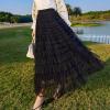imageFlygo Womens Long Maxi Tulle Skirts A Line Ruffle High Waisted Tiered Layered Mesh Tutu Skirt PetticoatBlack