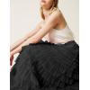 imageFlygo Womens Long Maxi Tulle Skirts A Line Ruffle High Waisted Tiered Layered Mesh Tutu Skirt PetticoatBlack