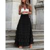 imageFlygo Womens Long Maxi Tulle Skirts A Line Ruffle High Waisted Tiered Layered Mesh Tutu Skirt PetticoatBlack