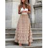 imageFlygo Womens Long Maxi Tulle Skirts A Line Ruffle High Waisted Tiered Layered Mesh Tutu Skirt PetticoatChampagne