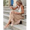 imageFlygo Womens Long Maxi Tulle Skirts A Line Ruffle High Waisted Tiered Layered Mesh Tutu Skirt PetticoatChampagne