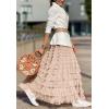 imageFlygo Womens Long Maxi Tulle Skirts A Line Ruffle High Waisted Tiered Layered Mesh Tutu Skirt PetticoatChampagne