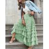 imageFlygo Womens Long Maxi Tulle Skirts A Line Ruffle High Waisted Tiered Layered Mesh Tutu Skirt PetticoatLight Green