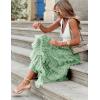 imageFlygo Womens Long Maxi Tulle Skirts A Line Ruffle High Waisted Tiered Layered Mesh Tutu Skirt PetticoatLight Green