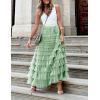 imageFlygo Womens Long Maxi Tulle Skirts A Line Ruffle High Waisted Tiered Layered Mesh Tutu Skirt PetticoatLight Green
