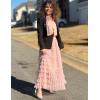 imageFlygo Womens Long Maxi Tulle Skirts A Line Ruffle High Waisted Tiered Layered Mesh Tutu Skirt PetticoatPink