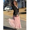 imageFlygo Womens Long Maxi Tulle Skirts A Line Ruffle High Waisted Tiered Layered Mesh Tutu Skirt PetticoatPink