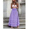 imageFlygo Womens Long Maxi Tulle Skirts A Line Ruffle High Waisted Tiered Layered Mesh Tutu Skirt PetticoatPurple