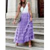 imageFlygo Womens Long Maxi Tulle Skirts A Line Ruffle High Waisted Tiered Layered Mesh Tutu Skirt PetticoatPurple
