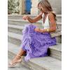imageFlygo Womens Long Maxi Tulle Skirts A Line Ruffle High Waisted Tiered Layered Mesh Tutu Skirt PetticoatPurple
