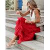 imageFlygo Womens Long Maxi Tulle Skirts A Line Ruffle High Waisted Tiered Layered Mesh Tutu Skirt PetticoatRed