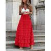 imageFlygo Womens Long Maxi Tulle Skirts A Line Ruffle High Waisted Tiered Layered Mesh Tutu Skirt PetticoatRed