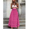 imageFlygo Womens Long Maxi Tulle Skirts A Line Ruffle High Waisted Tiered Layered Mesh Tutu Skirt PetticoatRose