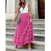 imageFlygo Womens Long Maxi Tulle Skirts A Line Ruffle High Waisted Tiered Layered Mesh Tutu Skirt PetticoatRose