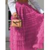 imageFlygo Womens Long Maxi Tulle Skirts A Line Ruffle High Waisted Tiered Layered Mesh Tutu Skirt PetticoatRose