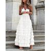 imageFlygo Womens Long Maxi Tulle Skirts A Line Ruffle High Waisted Tiered Layered Mesh Tutu Skirt PetticoatWhite