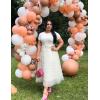 imageFlygo Womens Long Maxi Tulle Skirts A Line Ruffle High Waisted Tiered Layered Mesh Tutu Skirt PetticoatWhite